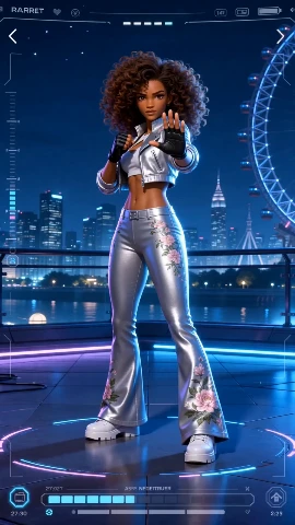 Cyberpunk Night: Neon Warrior Style